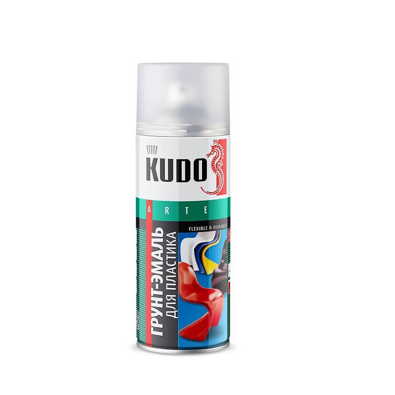 Аэрозольная грунт-эмаль для пластика KUDO KU-6003 520мл Белая
