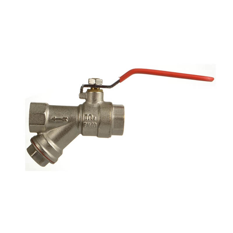 Кран шаровый TERMA РЭД/RED 1/2" в/в ручка с фильтром 31018